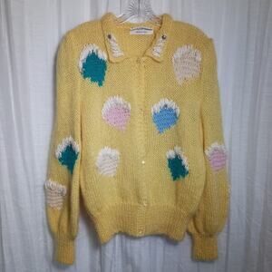 Vintage Anna Di Rossi Italy 1980's Mohair Sweater RARE Colorful Cardigan XL 2X